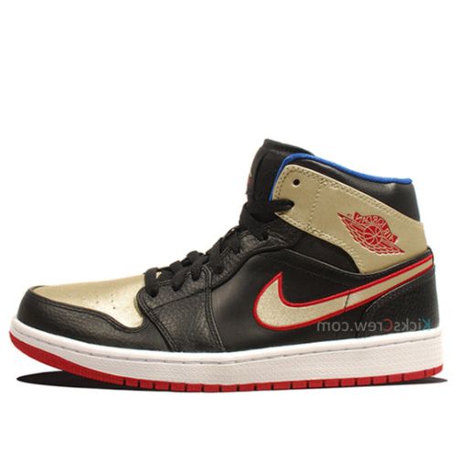 Air Jordan 1 Mid ??Black Gold Red?? 554724-013