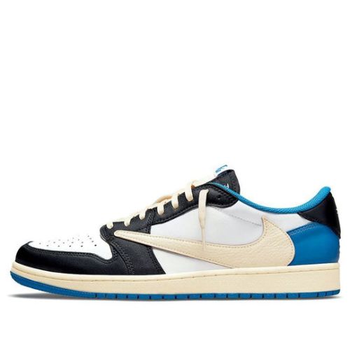 Nike Fragment Design x Travis Scott x Air Jordan 1 Retro Low ??Sail Black Military Blue?? DM7866-140