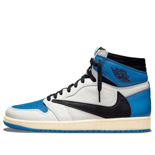 Nike Fragment Design x Travis Scott x Air Jordan 1 Retro High ??Sail Black Military Blue?? DH3227-105