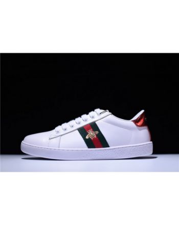 GUCCI Ace Embroidered Low-Top Sneaker white with bee