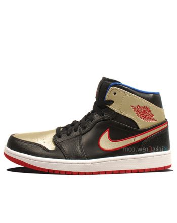 Air Jordan 1 Mid ??Black Gold Red?? 554724-013