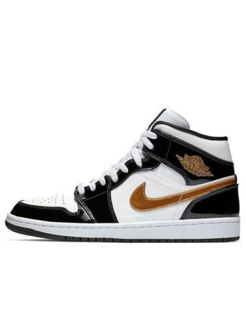 Air Jordan 1 Mid Patent ??Black Gold?? 852542-007