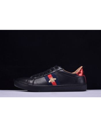 GUCCI Ace Embroidered Low-Top Sneaker black with bee mens 431942-A38G0