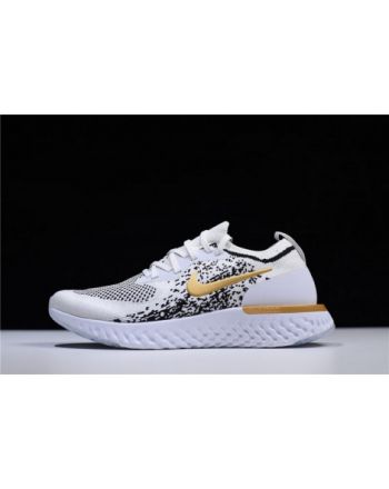 Mens Nike Epic React Flyknit White/Black-Gold AQ0067-071